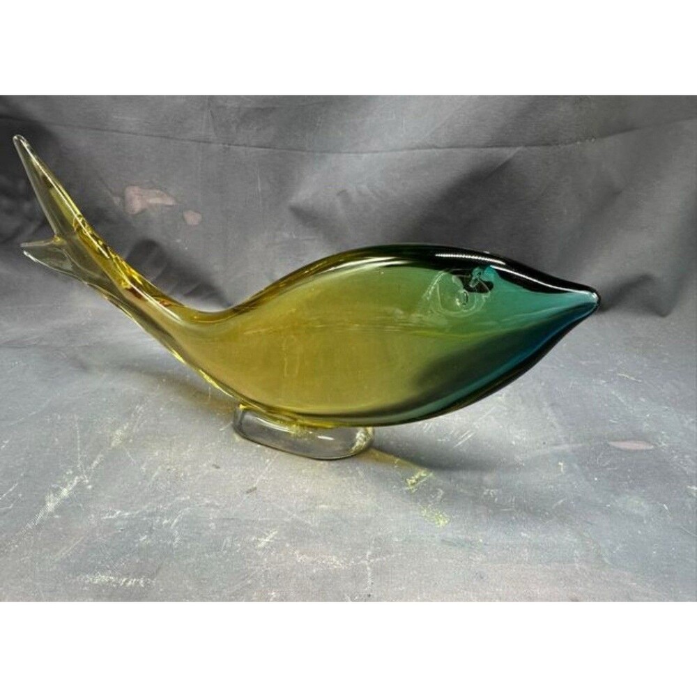 Murano Luciano Gaspari For Salviati Modernist Fish Sculpture Footed